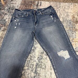 Rewash Women's Washed Blue Distressed Boyfriend Jeans